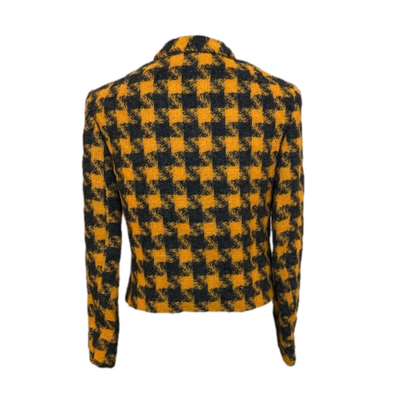 Vintage 60s Mario Forte Handmacher Houndstooth Jacket Dark Grey/Orange - Picture 4 of 10